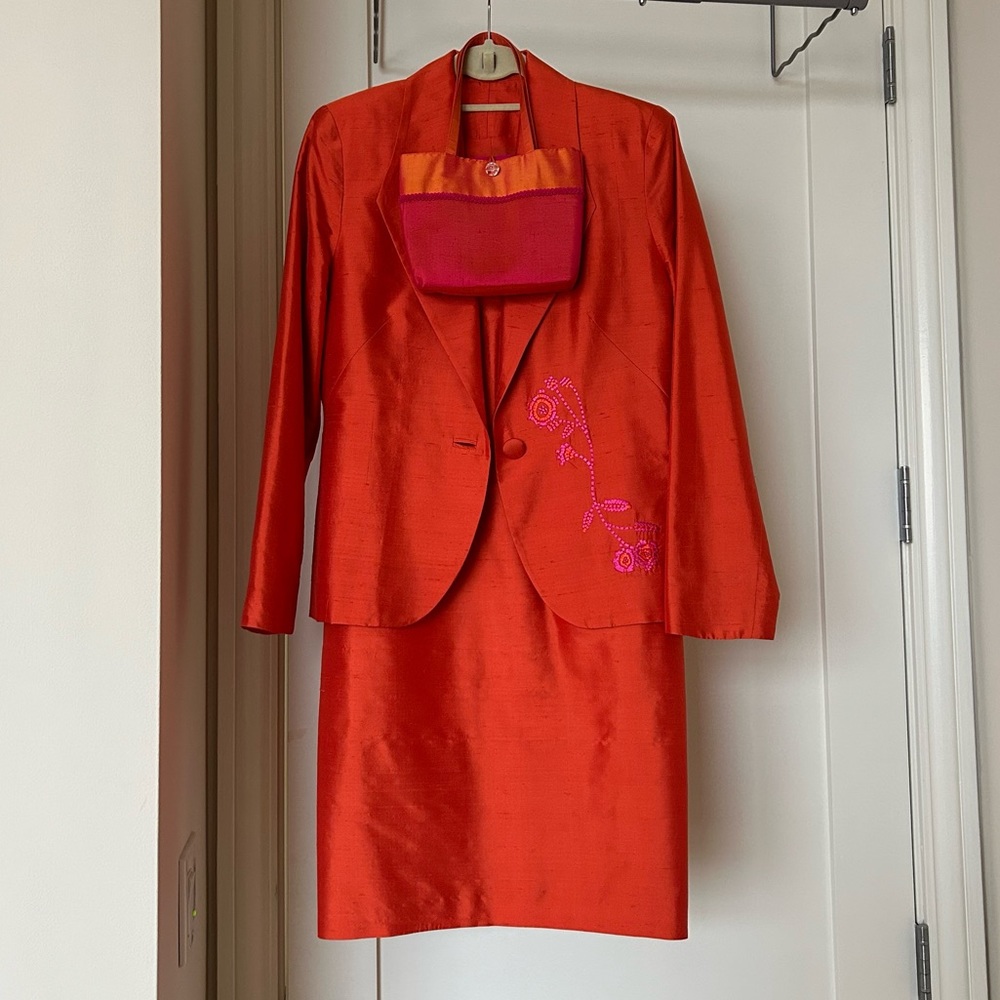 BUNDLE Neiman Marcus Silk Dress + Blazer Set